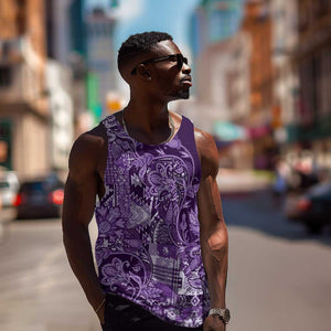 Afro Floral mix Maasai Shuka Men Tank Top Purple Moitf