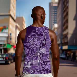 Afro Floral mix Maasai Shuka Men Tank Top Purple Moitf