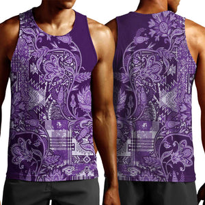 Afro Floral mix Maasai Shuka Men Tank Top Purple Moitf