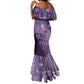 Afro Floral mix Maasai Shuka Mermaid Dress Purple Moitf
