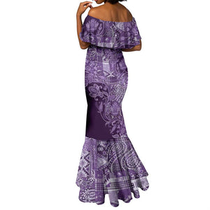 Afro Floral mix Maasai Shuka Mermaid Dress Purple Moitf