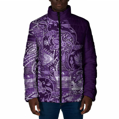 Africa Floral mix Maasai Shuka Padded Jacket Purple Moitf
