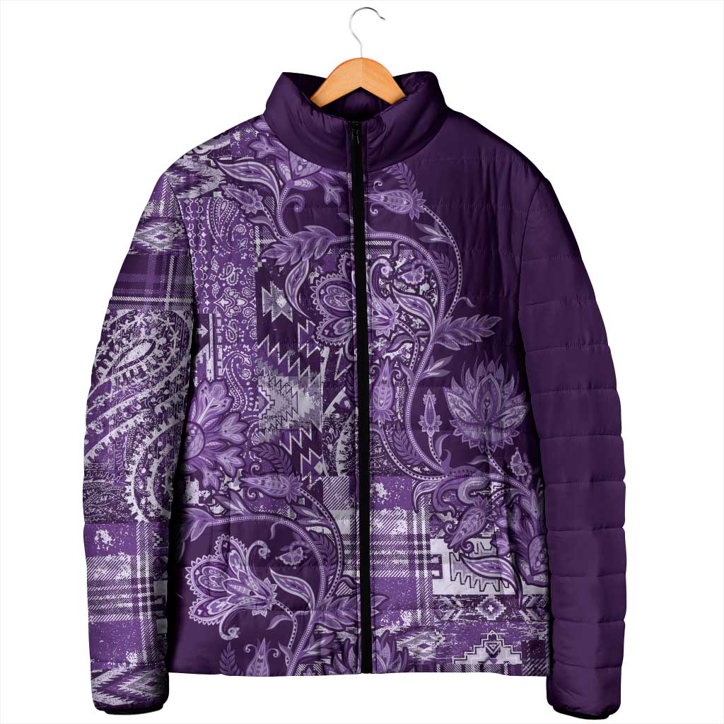 Africa Floral mix Maasai Shuka Padded Jacket Purple Moitf