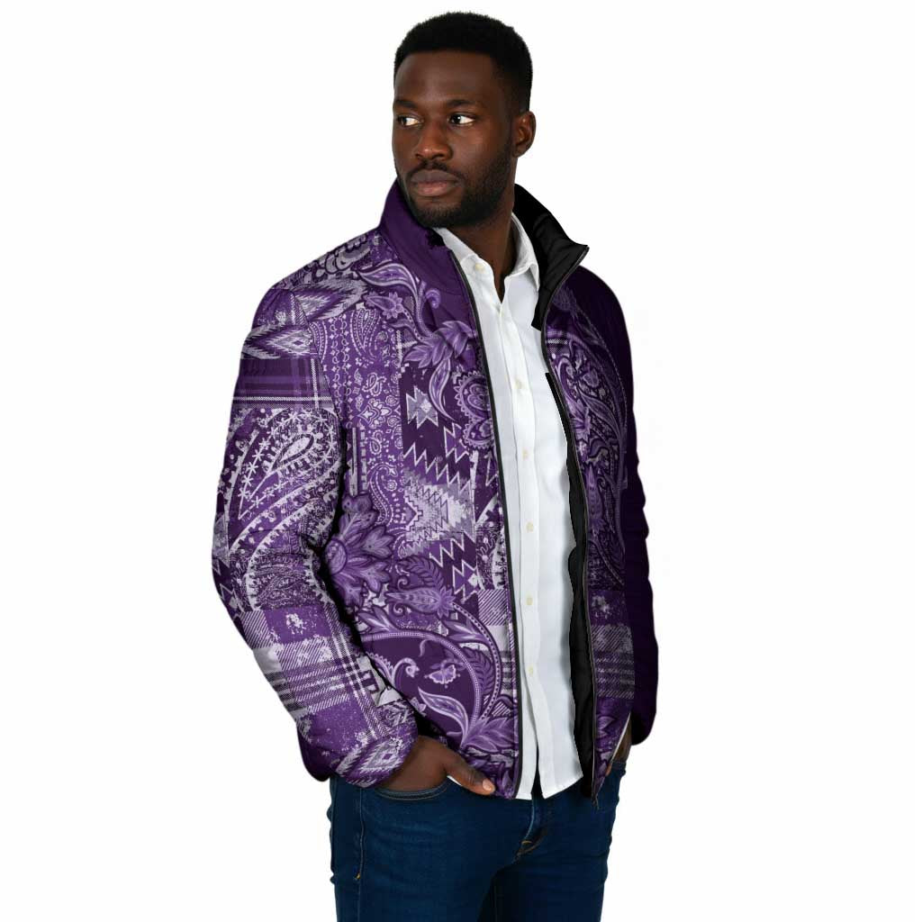 Africa Floral mix Maasai Shuka Padded Jacket Purple Moitf