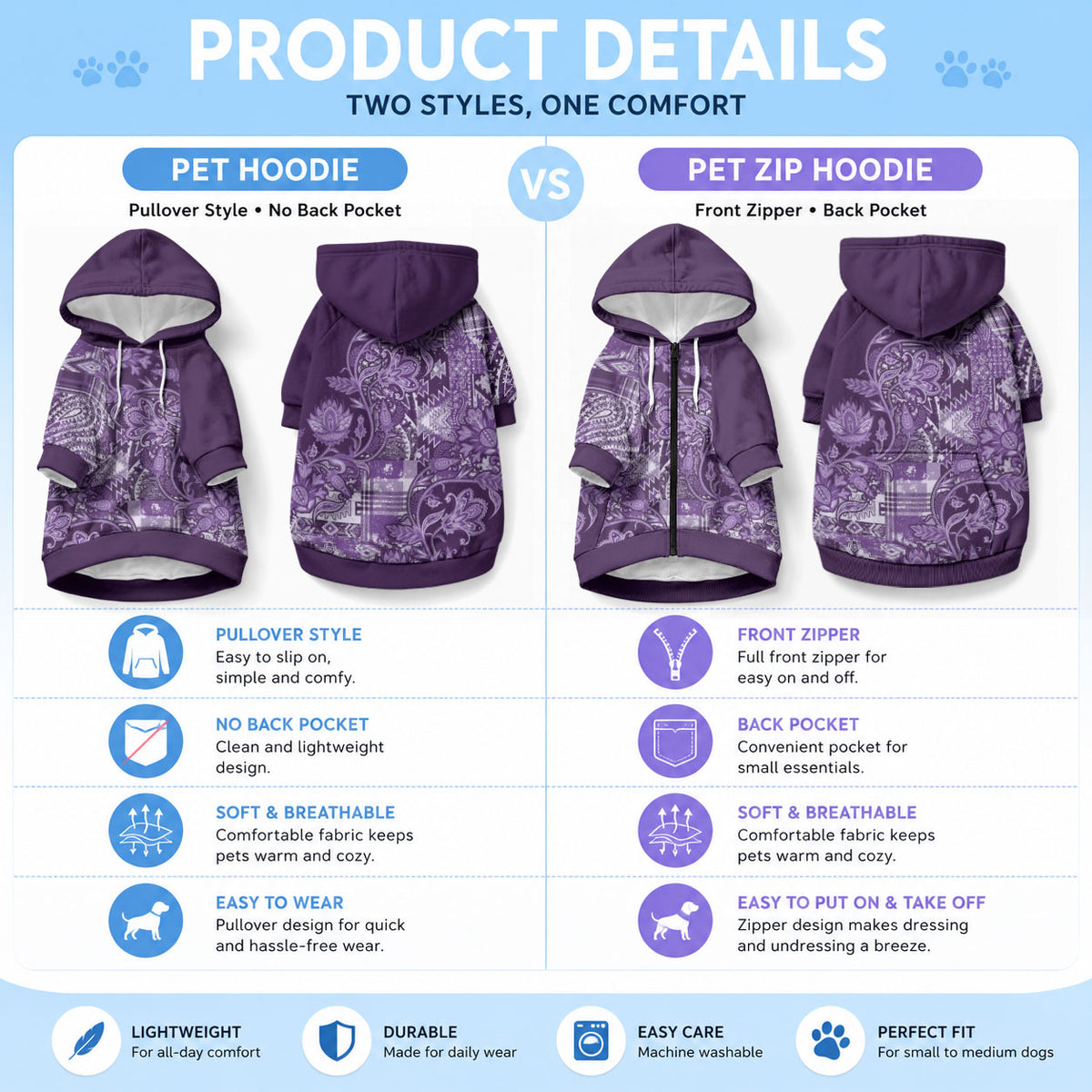 Africa Floral mix Maasai Shuka Pet Hoodie Purple Motif
