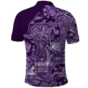 Afro Floral mix Maasai Shuka Polo Shirt Purple Moitf