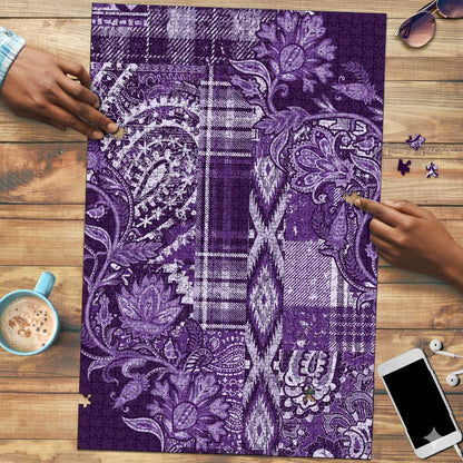 Africa Floral mix Maasai Shuka Puzzle Purple Moitf