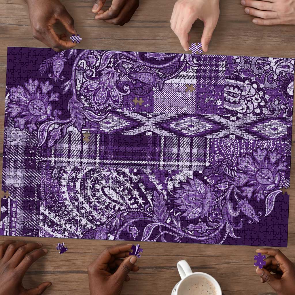 Africa Floral mix Maasai Shuka Puzzle Purple Moitf