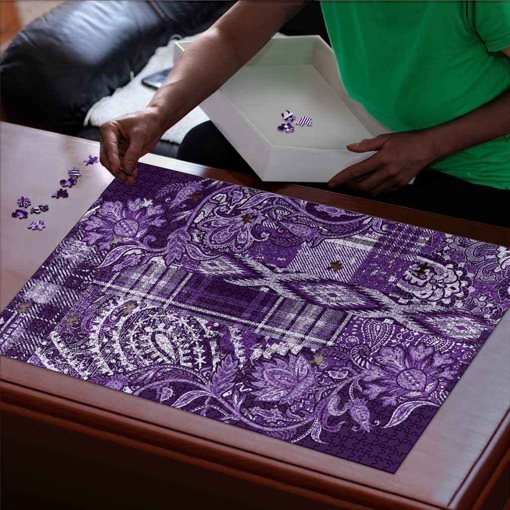 Africa Floral mix Maasai Shuka Puzzle Purple Moitf