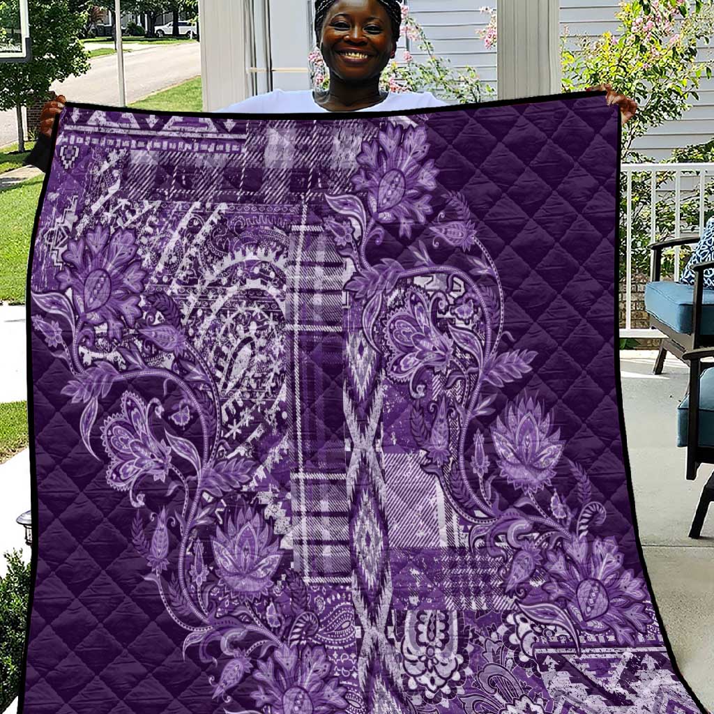 Afro Floral mix Maasai Shuka Quilt Purple Moitf