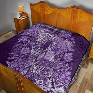 Afro Floral mix Maasai Shuka Quilt Purple Moitf