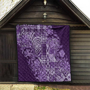 Afro Floral mix Maasai Shuka Quilt Purple Moitf