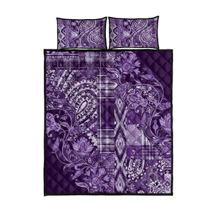 Afro Floral mix Maasai Shuka Quilt Bed Set Purple Moitf