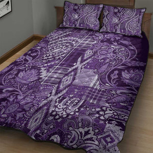 Afro Floral mix Maasai Shuka Quilt Bed Set Purple Moitf