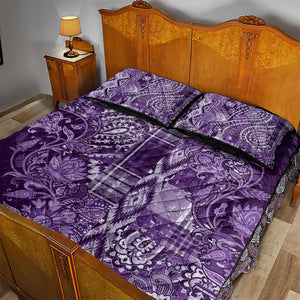 Afro Floral mix Maasai Shuka Quilt Bed Set Purple Moitf