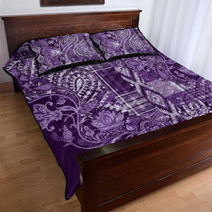 Afro Floral mix Maasai Shuka Quilt Bed Set Purple Moitf