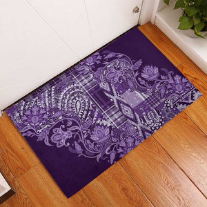 Afro Floral mix Maasai Shuka Rubber Doormat Purple Moitf