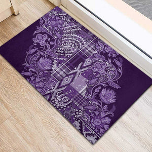 Afro Floral mix Maasai Shuka Rubber Doormat Purple Moitf