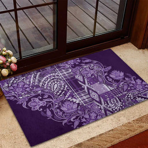 Afro Floral mix Maasai Shuka Rubber Doormat Purple Moitf