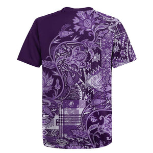 Afro Floral mix Maasai Shuka Rugby Jersey Purple Moitf