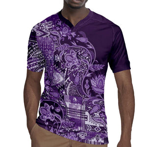 Afro Floral mix Maasai Shuka Rugby Jersey Purple Moitf