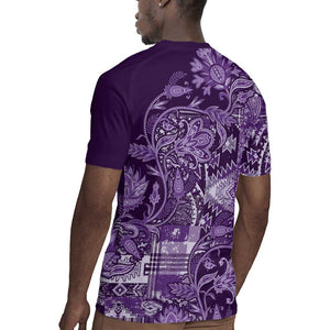 Afro Floral mix Maasai Shuka Rugby Jersey Purple Moitf