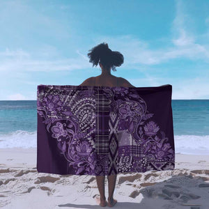 Afro Floral mix Maasai Shuka Sarong Purple Moitf