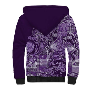 Afro Floral mix Maasai Shuka Sherpa Hoodie Purple Moitf