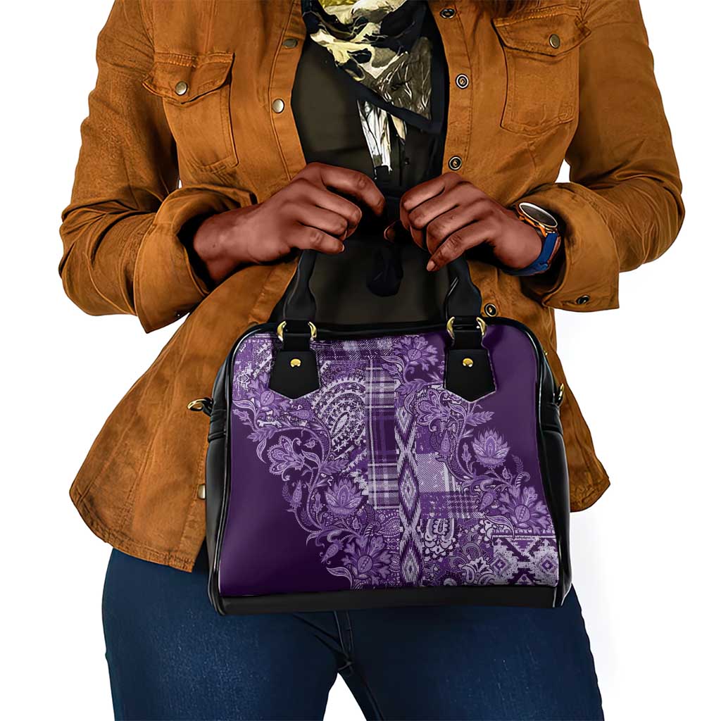 Afro Floral mix Maasai Shuka Shoulder Handbag Purple Moitf