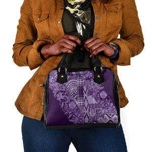 Afro Floral mix Maasai Shuka Shoulder Handbag Purple Moitf