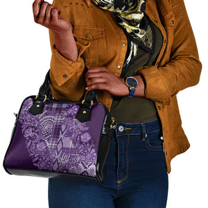 Afro Floral mix Maasai Shuka Shoulder Handbag Purple Moitf