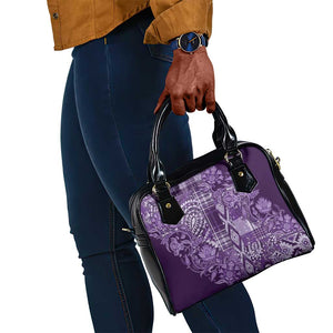 Afro Floral mix Maasai Shuka Shoulder Handbag Purple Moitf