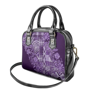 Afro Floral mix Maasai Shuka Shoulder Handbag Purple Moitf