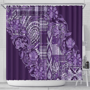 Afro Floral mix Maasai Shuka Shower Curtain Purple Moitf