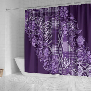 Afro Floral mix Maasai Shuka Shower Curtain Purple Moitf