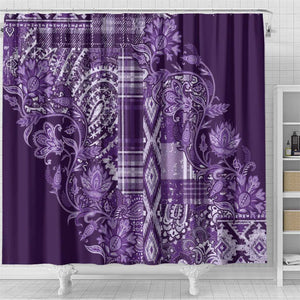 Afro Floral mix Maasai Shuka Shower Curtain Purple Moitf