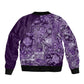 Afro Floral mix Maasai Shuka Sleeve Zip Bomber Jacket Purple Moitf