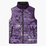 Africa Floral mix Maasai Shuka Sleeveless Puffer Jacket Purple Moitf