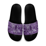Africa Floral mix Maasai Shuka Slide Sandals Purple Moitf