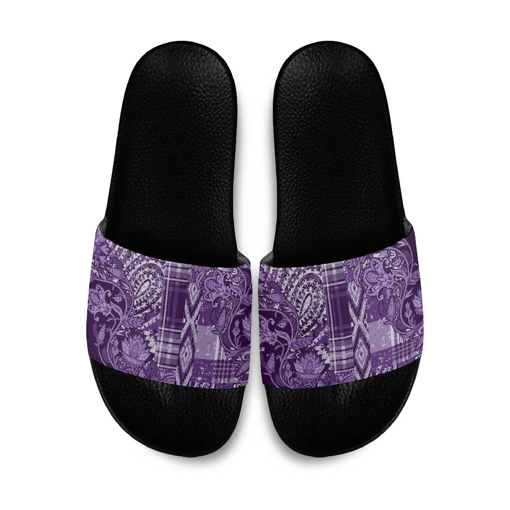 Africa Floral mix Maasai Shuka Slide Sandals Purple Moitf