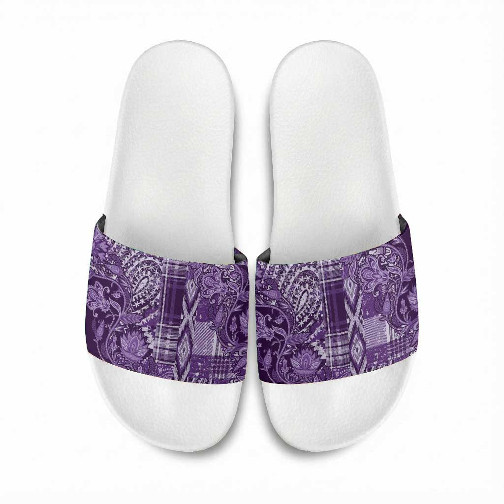 Africa Floral mix Maasai Shuka Slide Sandals Purple Moitf