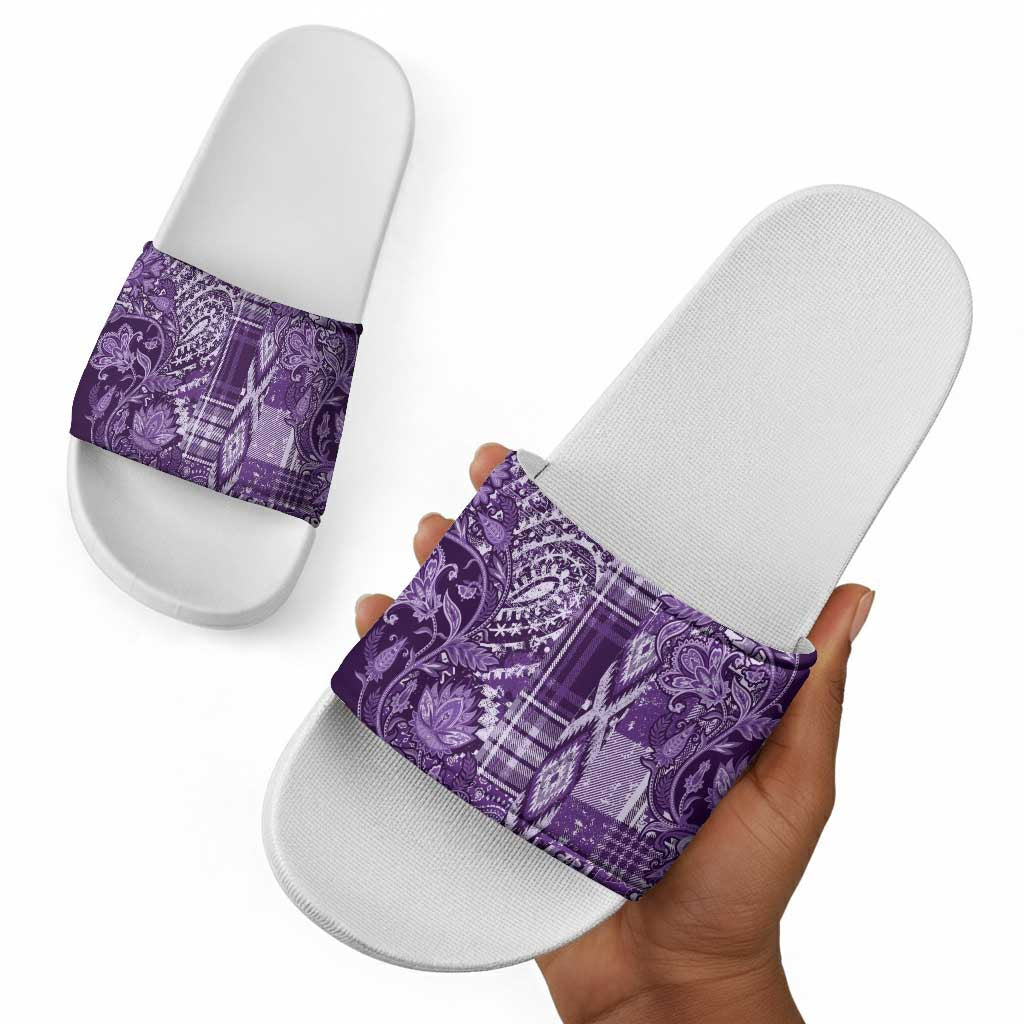 Africa Floral mix Maasai Shuka Slide Sandals Purple Moitf