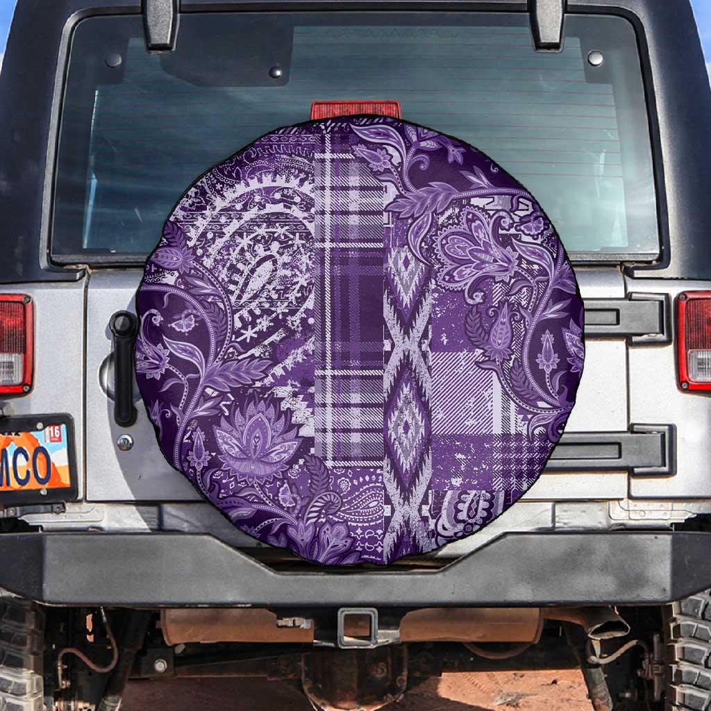 Afro Floral mix Maasai Shuka Spare Tire Cover Purple Moitf