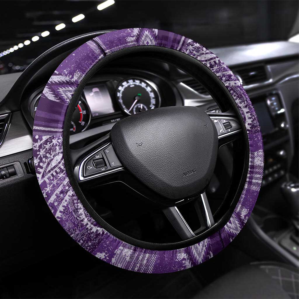 Afro Floral mix Maasai Shuka Steering Wheel Cover Purple Moitf