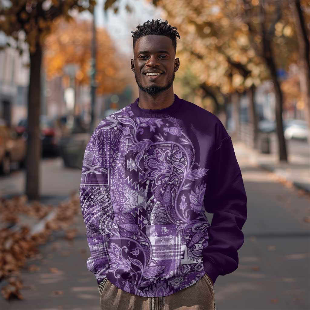 Afro Floral mix Maasai Shuka Sweatshirt Purple Moitf