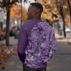 Afro Floral mix Maasai Shuka Sweatshirt Purple Moitf