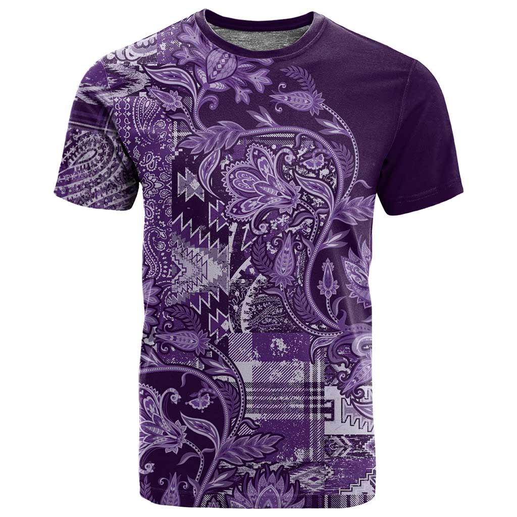 Afro Floral mix Maasai Shuka T shirt Purple Moitf