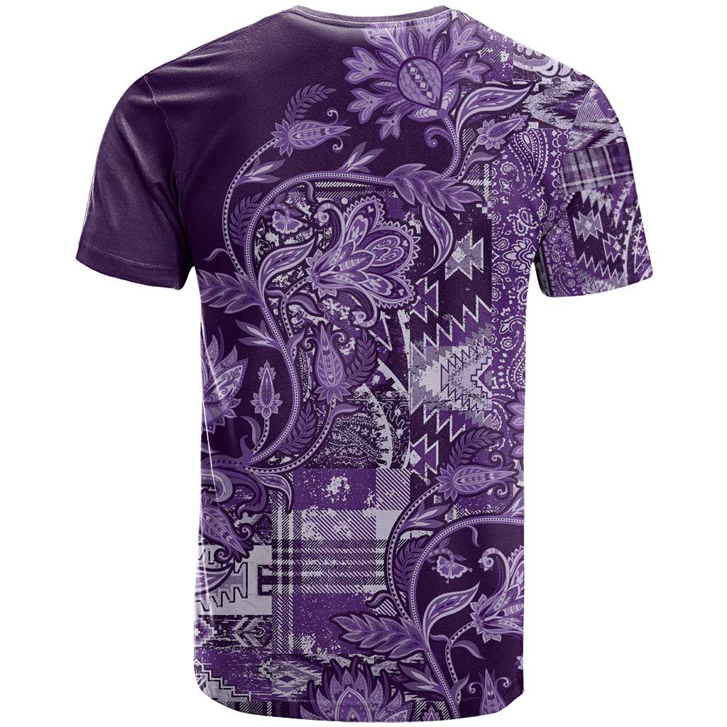 Afro Floral mix Maasai Shuka T shirt Purple Moitf