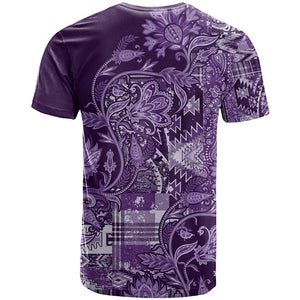 Afro Floral mix Maasai Shuka T shirt Purple Moitf