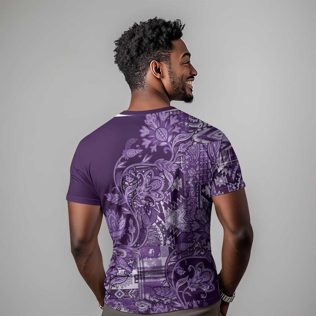Afro Floral mix Maasai Shuka T shirt Purple Moitf